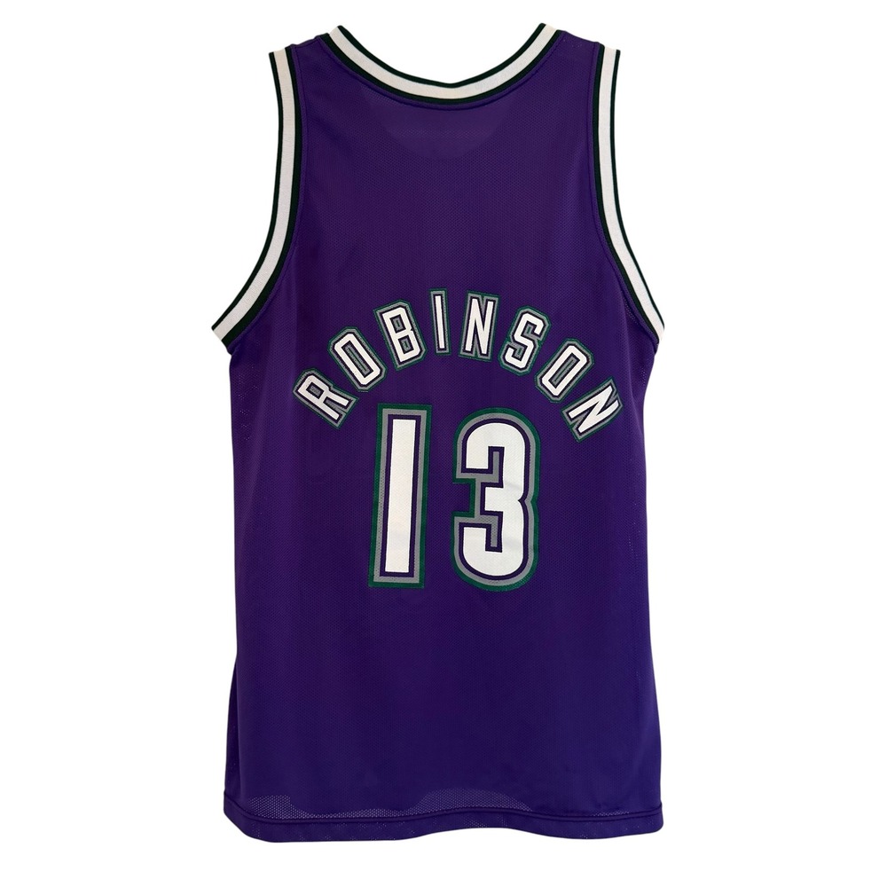 Champion Milwaukee Bucks Glenn Robinson 13 Jersey VTG 90s Purple NBA 40 Medium - Picture 6 of 10